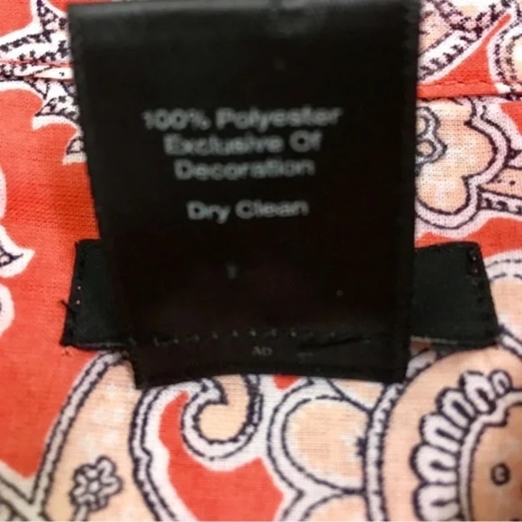 Ann Taylor | Coral Paisley Button Down Roll Tab Shirt, Small - Picture 7 of 7